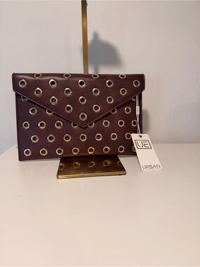 Urban Expressions Burgundy Envelope Clutch with Gold Eyelet Accents